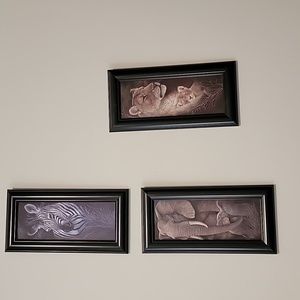 3 animal pictures with frame